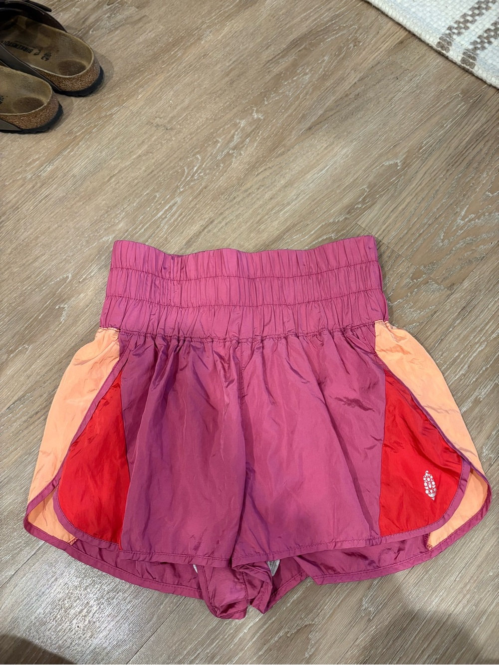 FP Movement by Free People Pink, Red & Peach Colorblock Athletic Shorts